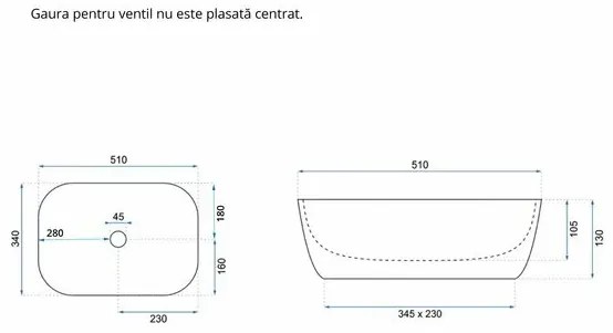 Lavoar pe blat Rea Claudia 51 cm