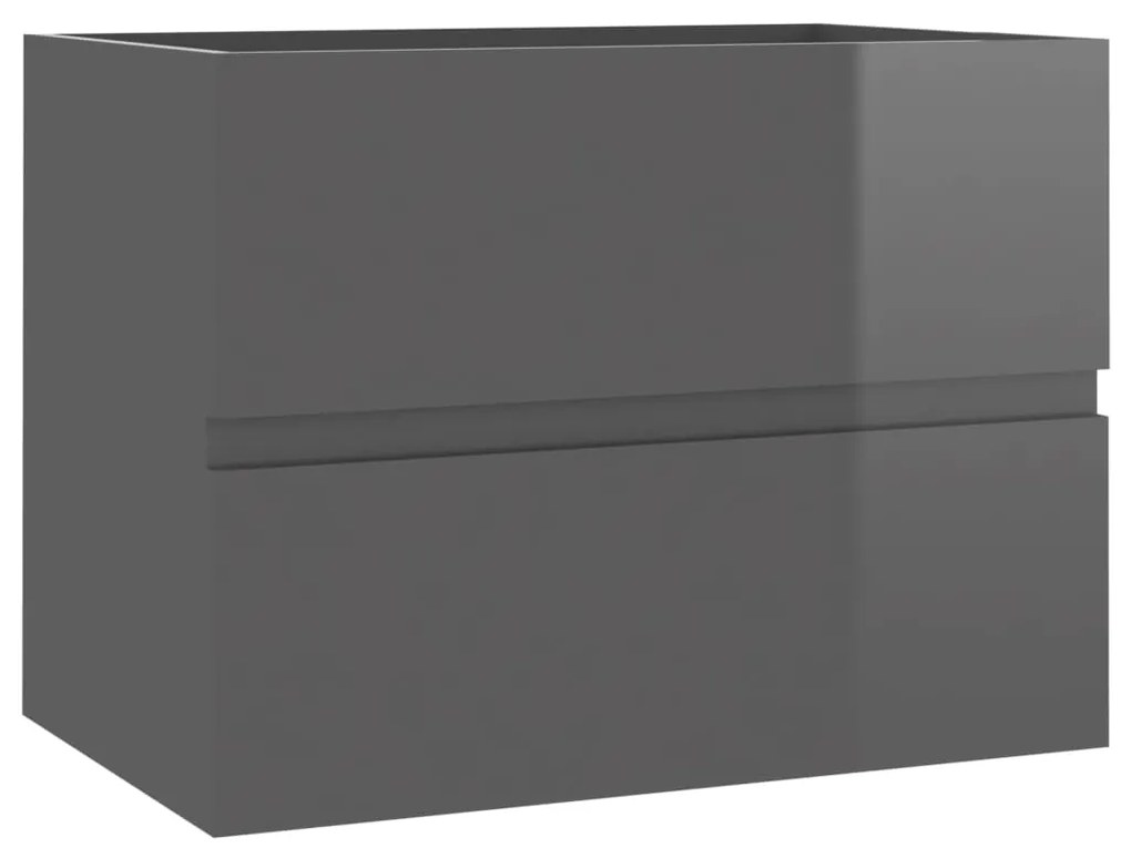 804745 vidaXL Dulap de chiuvetă, gri extralucios, 60 x 38,5 x 45 cm, PAL