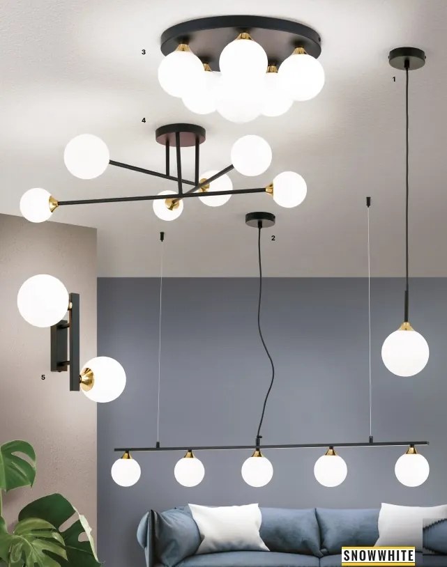 Pendul design modern SNOWWHITE negru/auriu