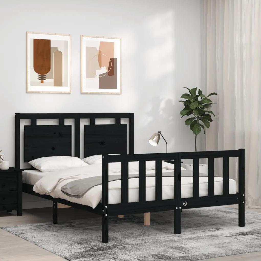 3192165 vidaXL Cadru de pat cu tăblie, negru, 120x200 cm, lemn masiv