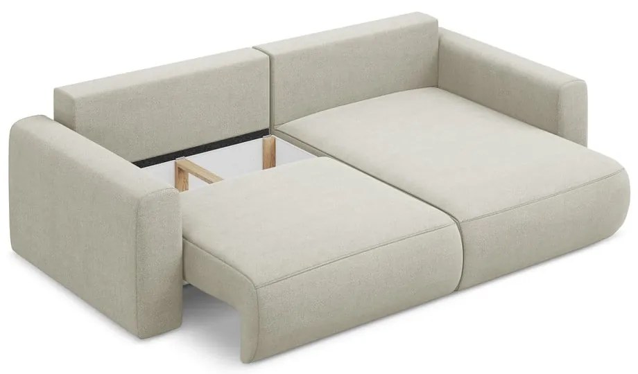 Colțar bej extensibil/cu spațiu de depozitare (cu colț pe partea dreaptă/cu șezlong) Kapua – Makamii