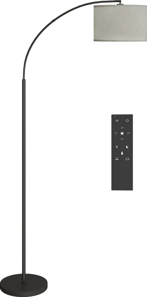 HOMCOM Lampada da Terra Regolabile Telecomando e Timer 1h Paralume Girevole Nero | Aosom Romania