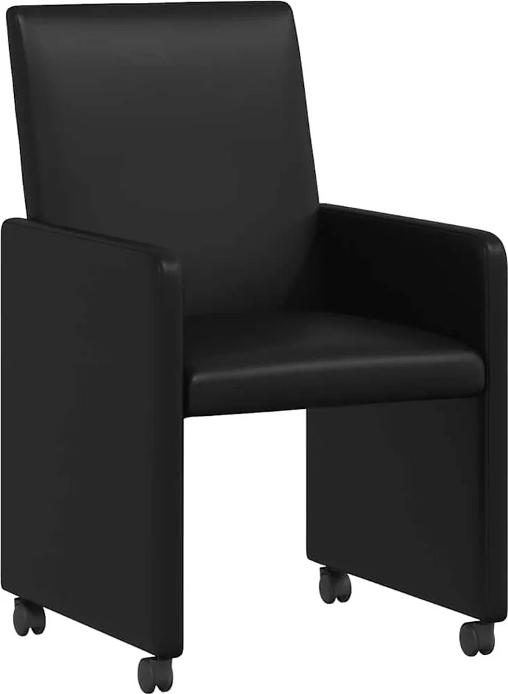 vidaXL Scaune de dining cu roți cu roți 2 pcs Negru 57 x 66 x 94 cm