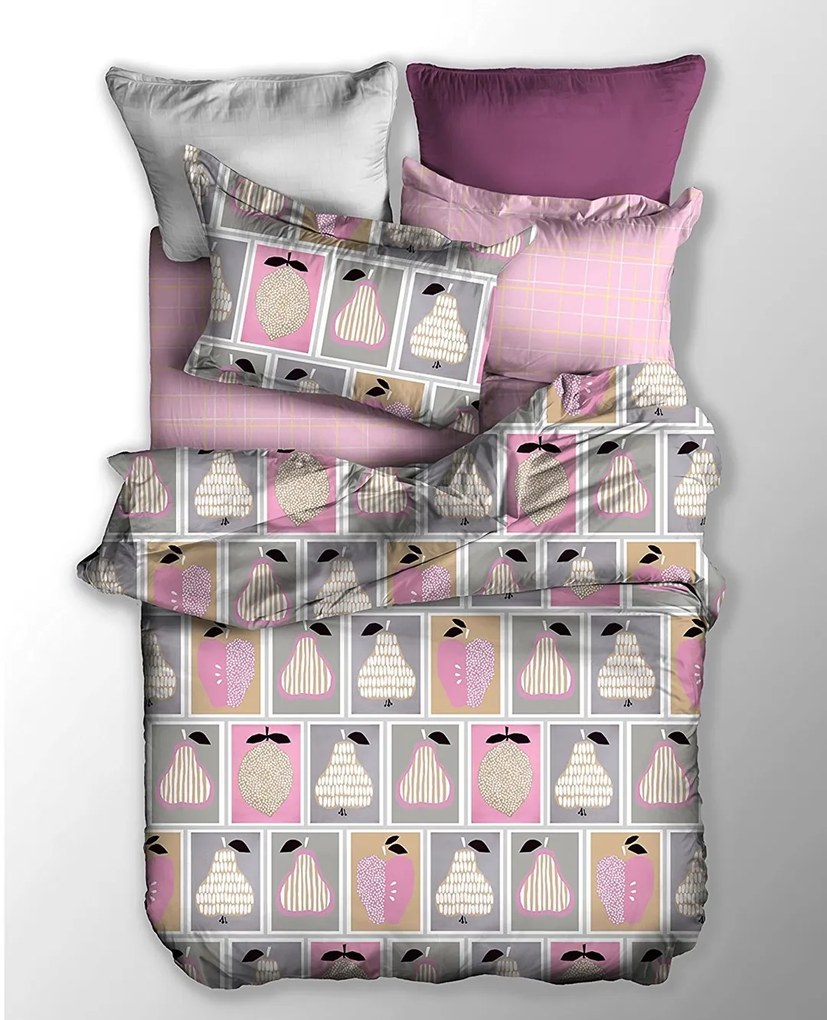 Lenjerie de pat din microfibră gri FRUITS Dimensiune lenjerie de pat: 2 buc 80 x 80 cm | 200 x 220 cm
