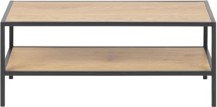 Suport incaltaminte din pal si metal, cu 1 raft Seaford Stejar / Negru, l77xA35xH32 cm