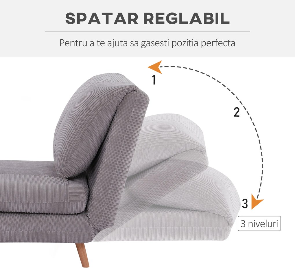 HOMCOM Fotoliu Extensibil 2-În-1 Reglabil pe 3 Niveluri cu Șezut Mare, Canapea Extensibilă, 82x87x89 cm, Verde | Aosom Romania