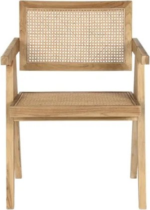 Scaun dining din lemn de tec si rattan, "Teqa"