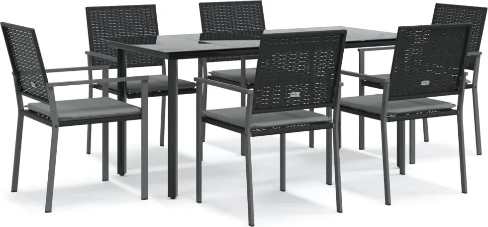 vidaXL Set mobilier de grădină cu perne, 7 piese, poliratan și oțel