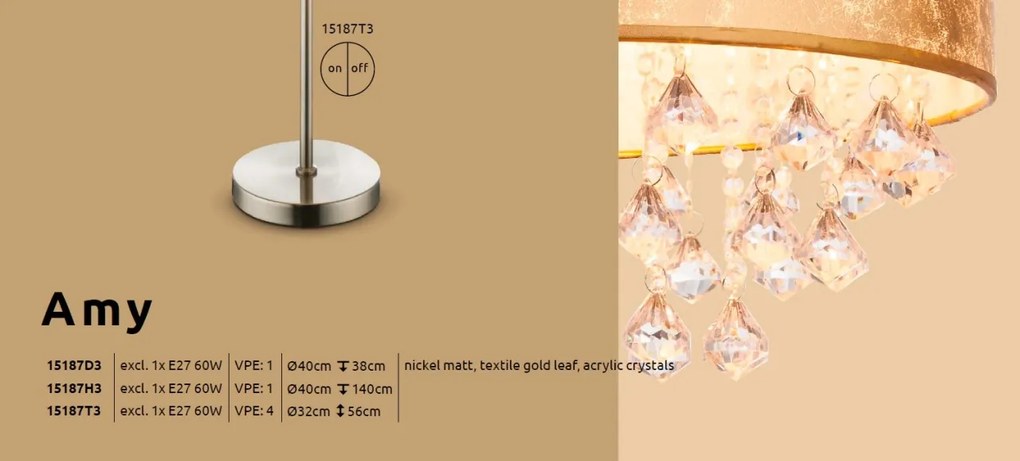 Lustra moderna design elegant 40cm Amy auriu 15187D3 GL