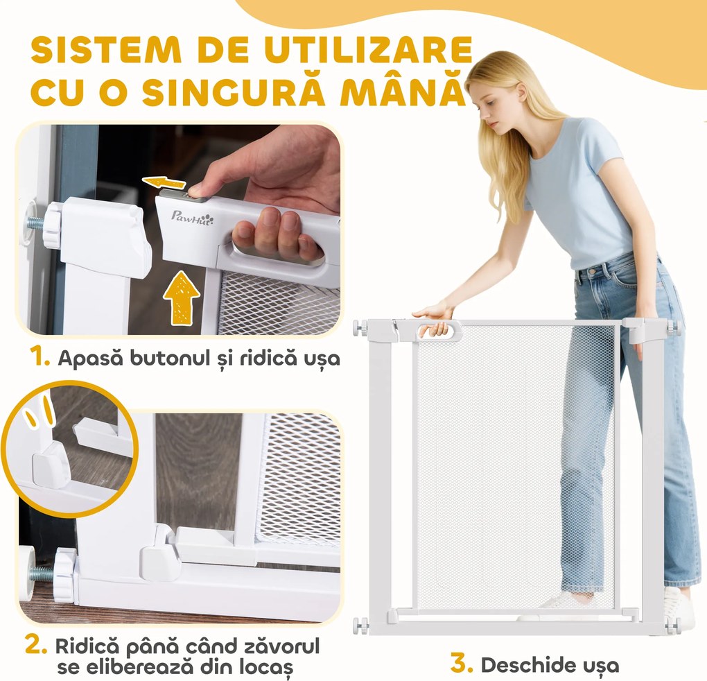 PawHut Poarta Siguranta Reglabila 75‑103 cm | Aosom Romania