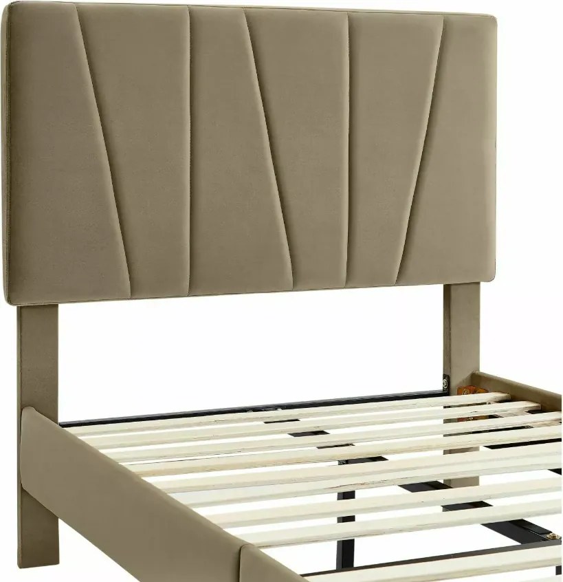 Pat tapițat SAVANA VELVET 90x200 cm bej