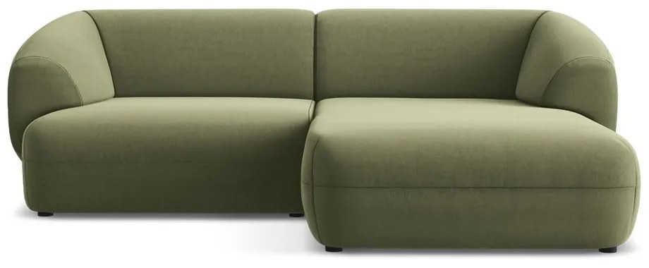 Colțar verde cu tapițerie din catifea (cu colț pe partea dreaptă) Moana – Makamii