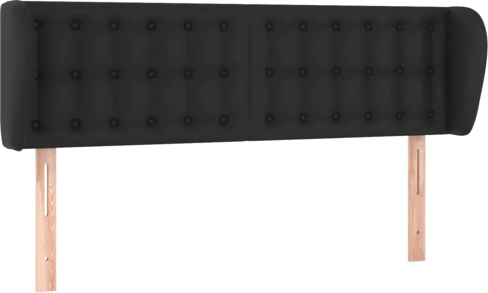 vidaXL Tăblie de pat cu aripioare negru 147x23x78/88cm piele ecologică