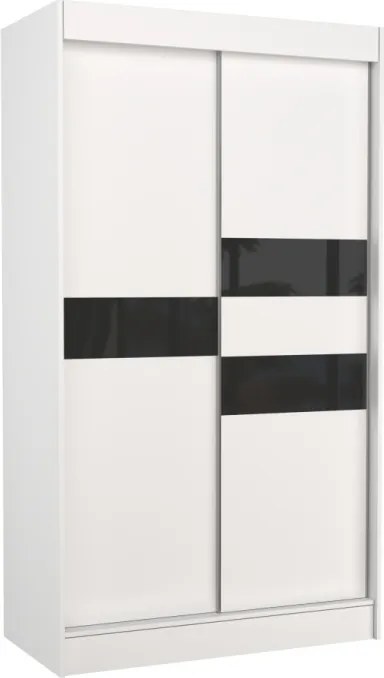 Dulap cu usi glisante 120x215 cm, Batia, ADRK Furniture (Culoare: Alb / Gri Lacobel)