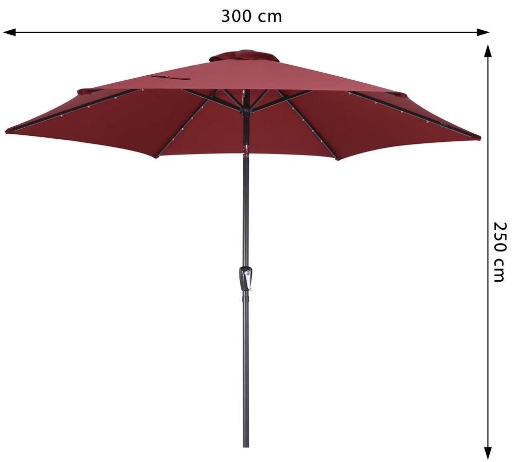 Deuba Umbrelă de soare LED Florida Ø300 cm - roșu