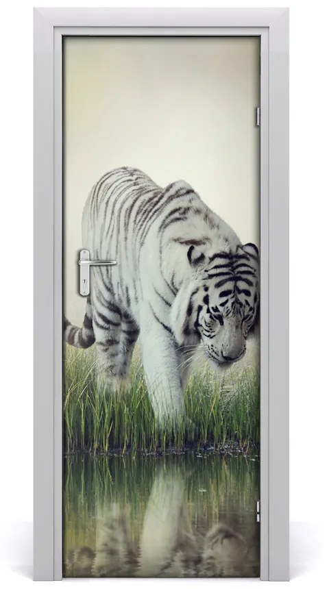 Autocolante pentru usi tigru alb