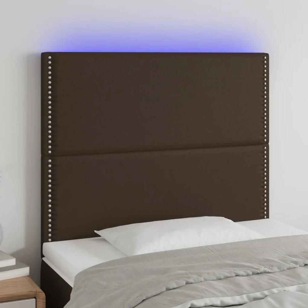 3122371 vidaXL Tăblie de pat cu LED, maro, 100x5x118/128 cm, piele ecologică