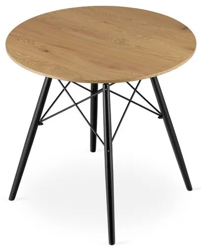 Masa stil scandinav, Artool, rotund, MDF si lemn, natur, 80x75 cm