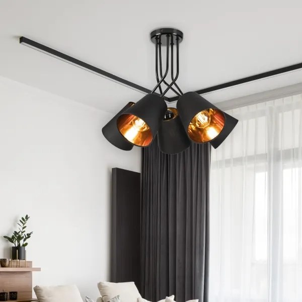 Lustră pe tijă IRMA 5xE27/60W/230V negru