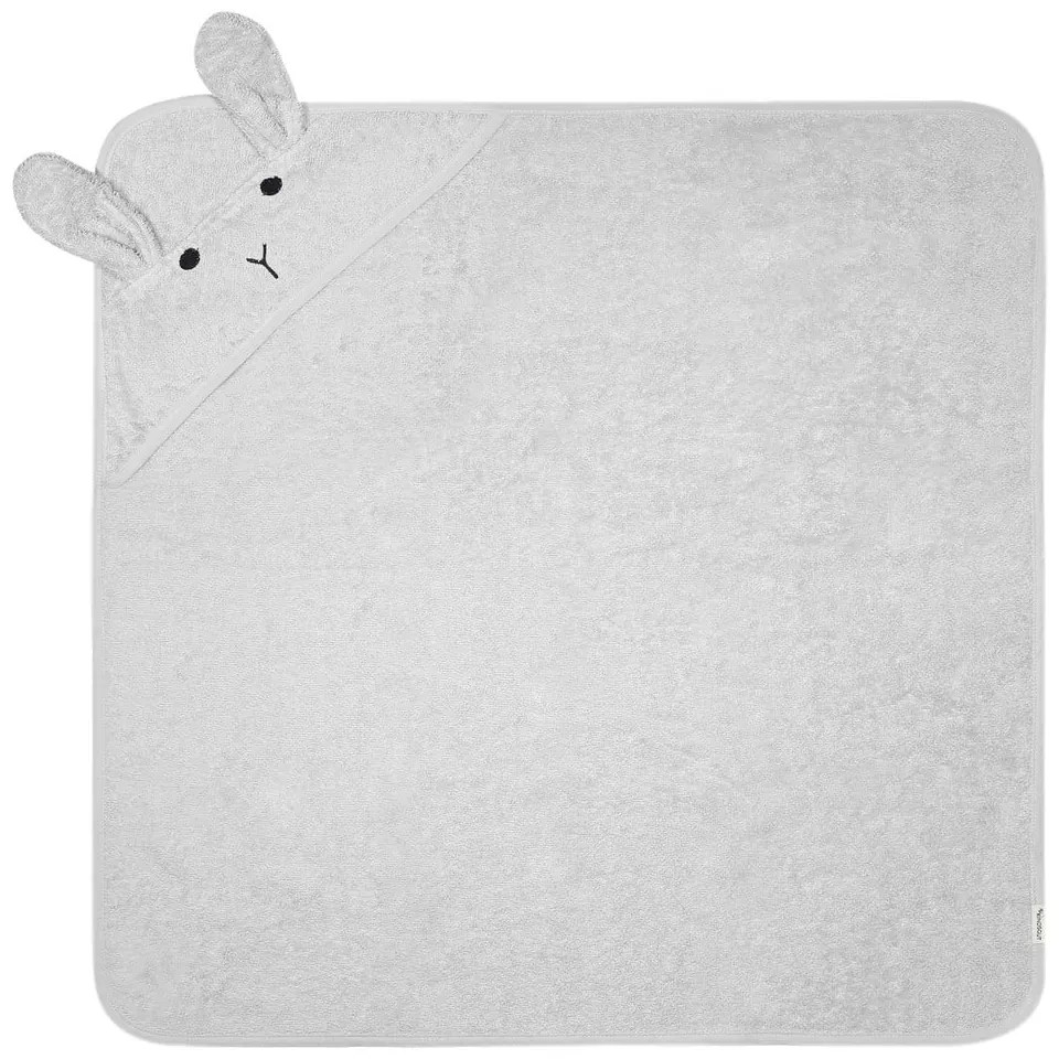 Prosop cu glugă pentru copii gri din bumbac 76x76 cm Rabbit – Kindsgut
