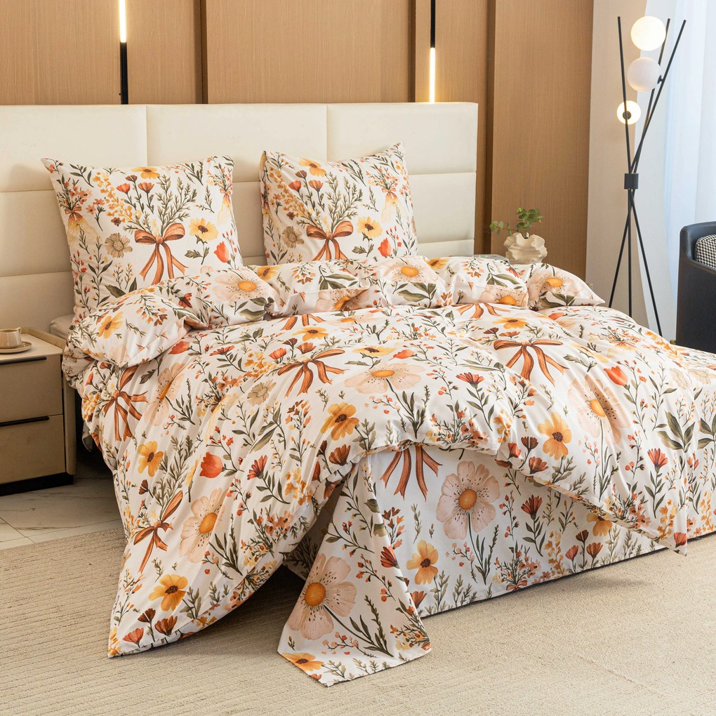 Lenjerie de pat din microfibra FLORAL RIBBON crem Dimensiune lenjerie de pat: 2 buc 70 x 90 cm | 200 x 220 cm