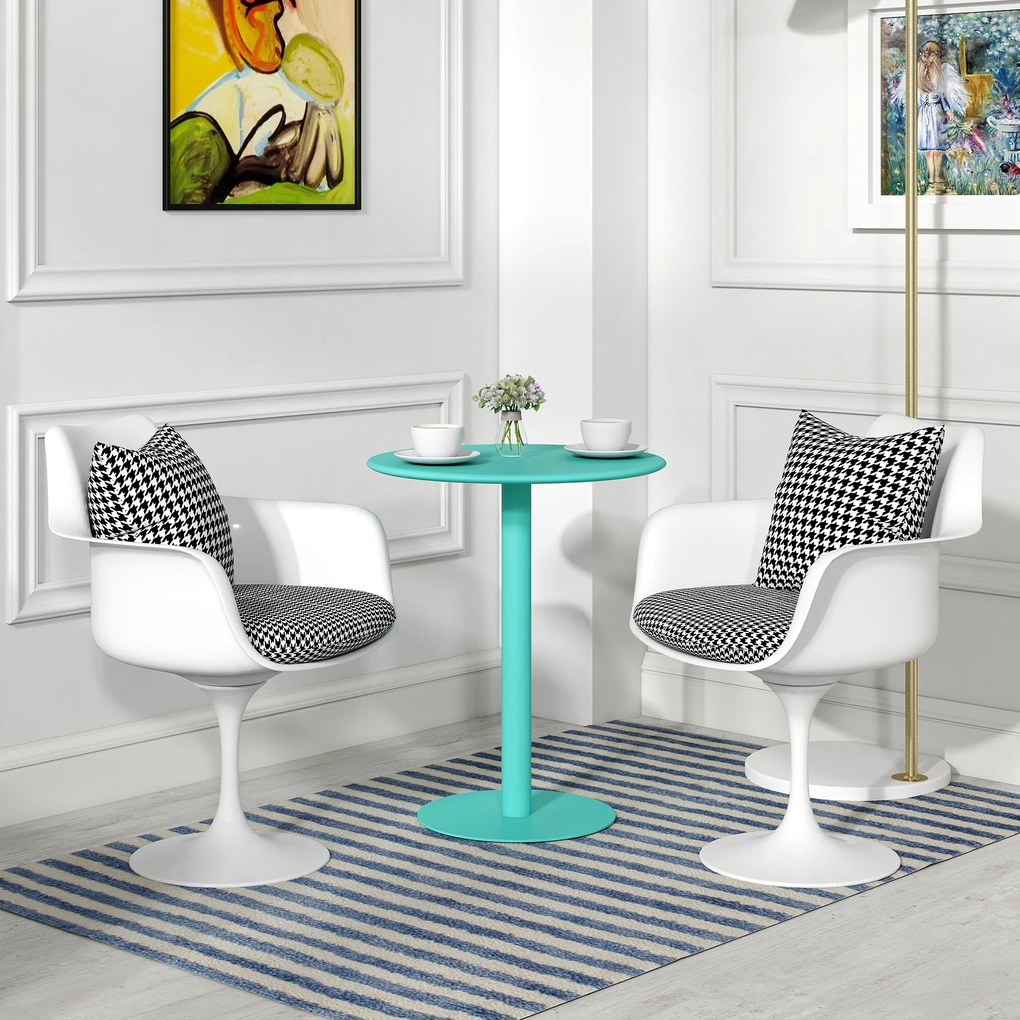 HOMCOM Masă de dining rotundă pentru 2 persoane Ø60 cm modernă cu bază rotundă cadru din oțel pentru interior și exterior verde | Aosom Romania