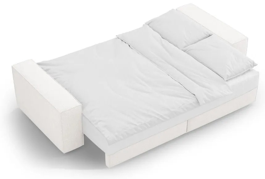 Canapea albă extensibilă cu tapițerie din țesătură bouclé 247 cm Jodie – Micadoni Home