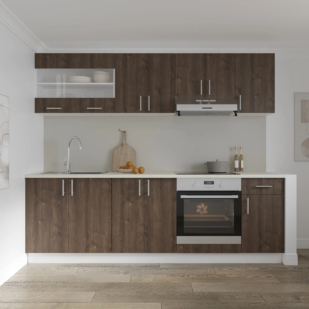 Set haaus V15, Stejar Bronz/Alb, Blat Thermo 28 mm, L 240 cm