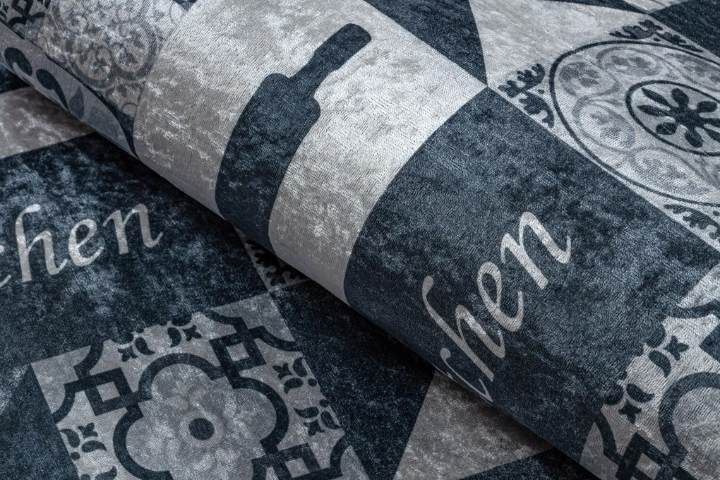 ANDRE 44211 covor lavabil gresii de Lisbona, bucatarie, anti-alunecare - gri / argintiu