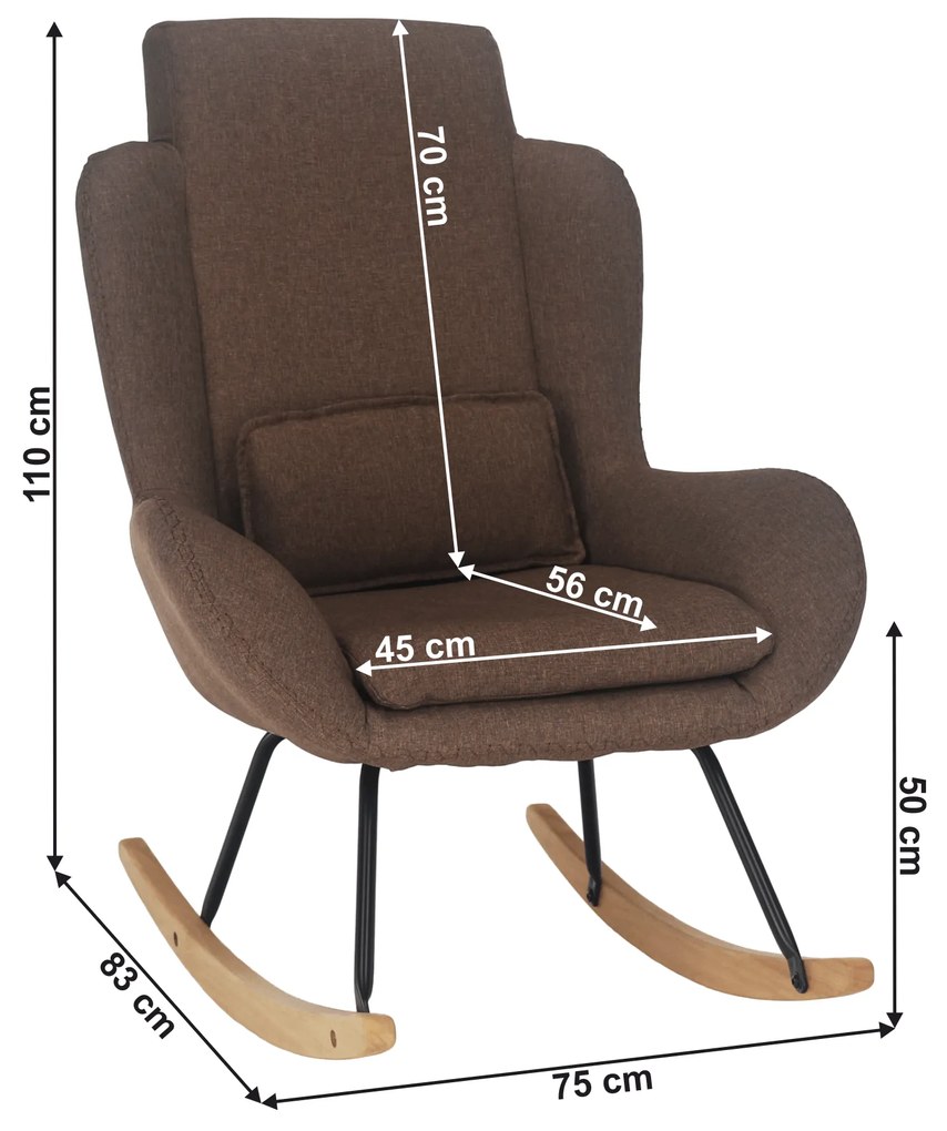 Fotoliu balansoar, material textil maro deschis/lemn, HARPER