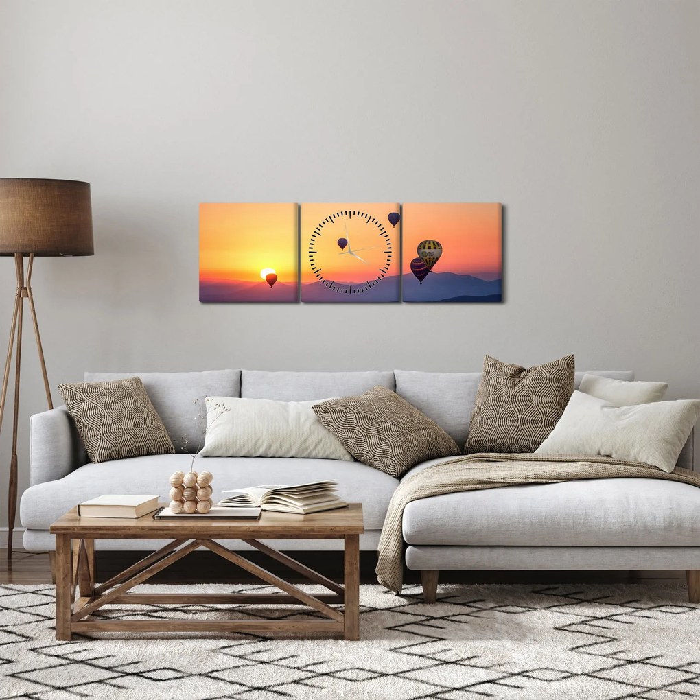 Tablou cu baloane de aer cald (cu ceas) (90x30 cm)