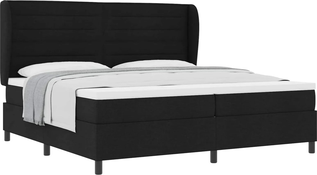 vidaXL Pat cu arcuri cu saltea Negru 200 x 200 cm țesătură