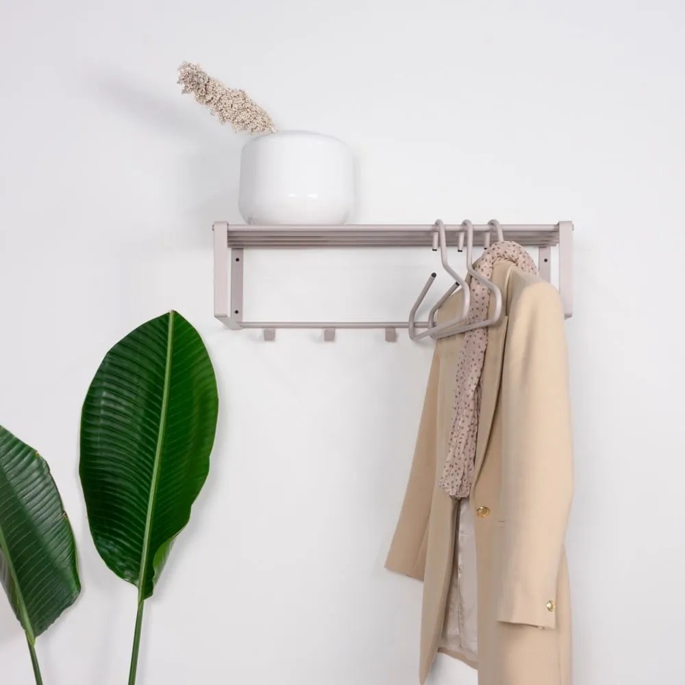 Cuier de perete taupe cu raft din metal 70 cm Rex – Spinder Design