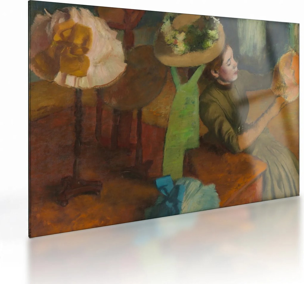 Tablou pe sticlă - Edgar Degas, The Millinery Shop, reproducere (70x50 cm)