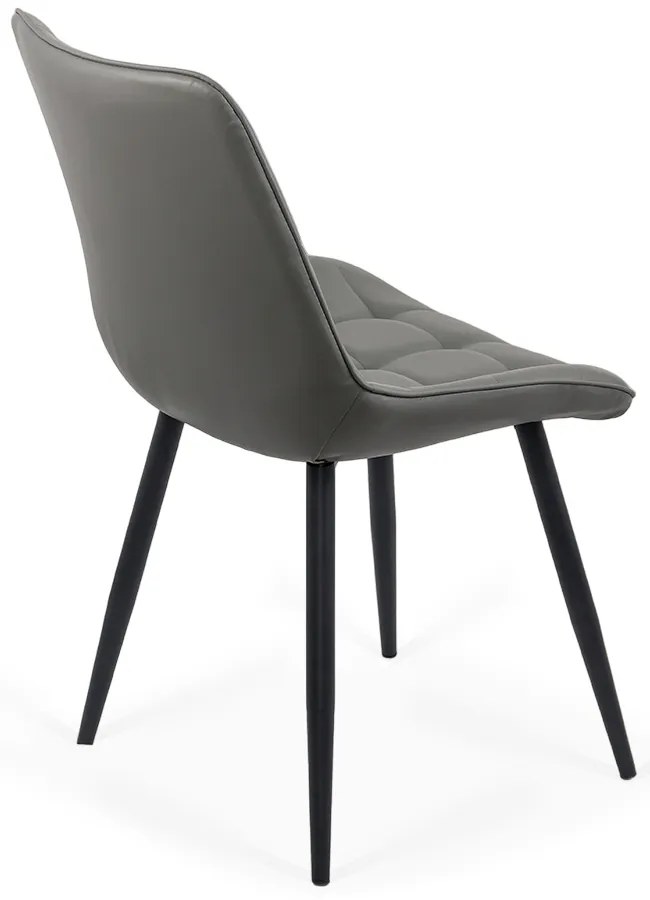 Scaun living gri BUC 206P din piele ecologică și cadru metalic vopsit