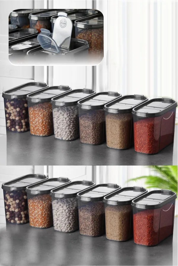 Set de Cutii pentru Depozitare, 12 Piese, Culoare Antracit, 964FRM1124