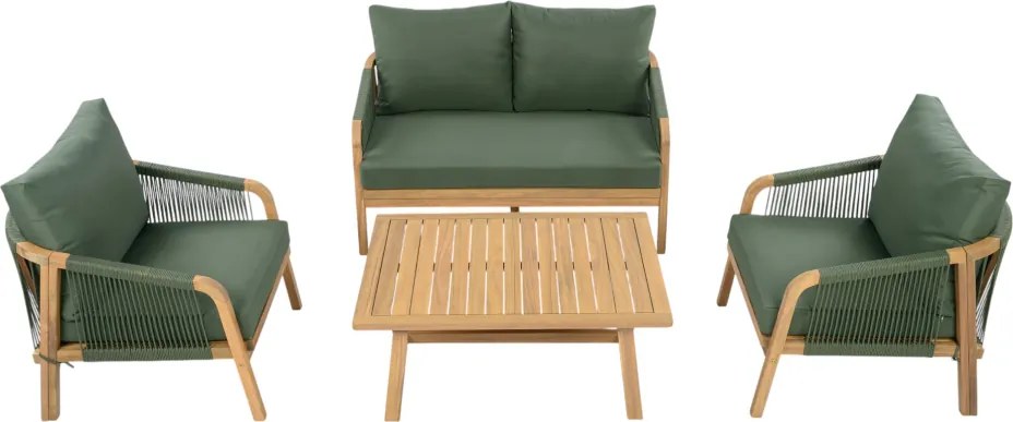Set de grădină, lemn de salcâm, verde/natural, NADIM