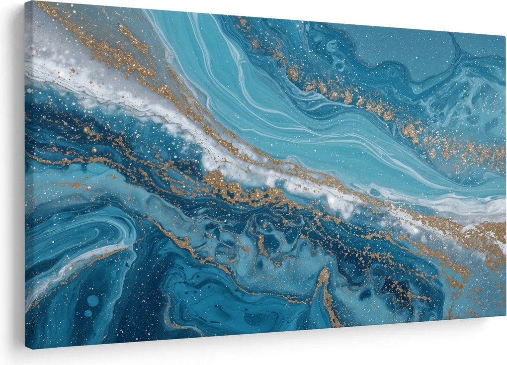 Tablou - Marmură bleu cu aur I. (90x60 cm)