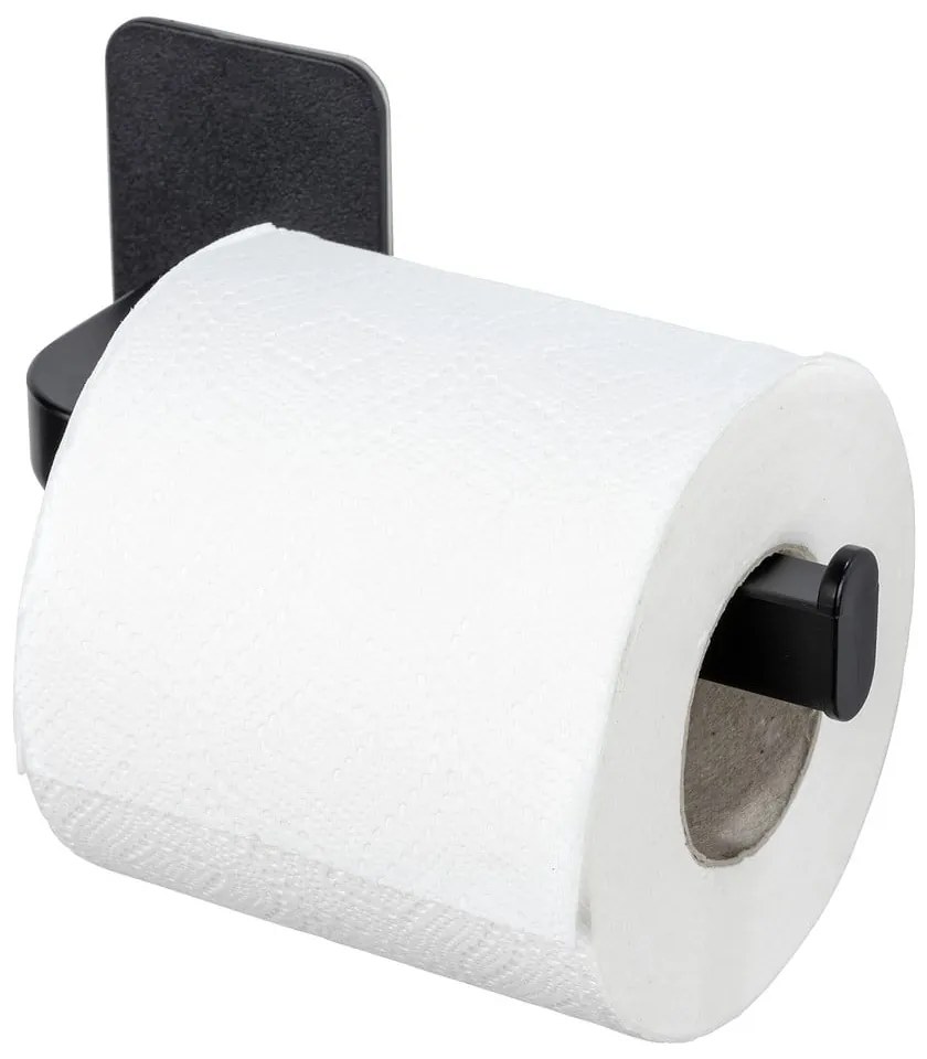 Suport pentru hârtie igienică negru autoadeziv din plastic Parma – Allstar