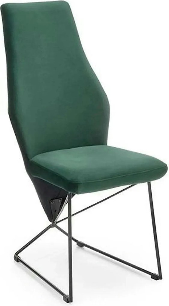 Scaun tapitat K485, verde inchis, stofa catifelata, 44x63x96 cm