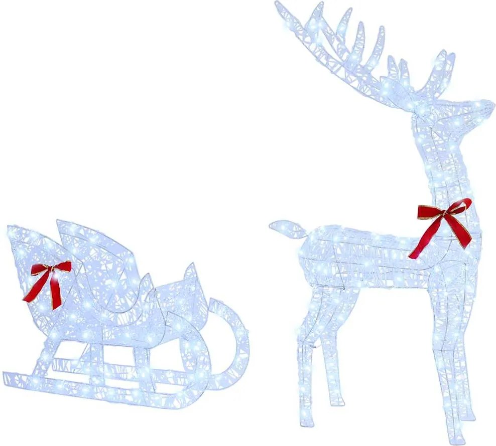 vidaXL Sanie cu ren cu 200 LED Alb rece 70 x 26 x 130 cm Acril