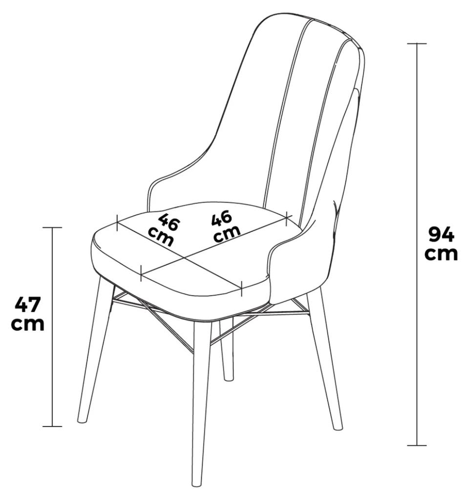 Set 4 scaune haaus Pare, Antracit/Alb, textil, picioare metalice