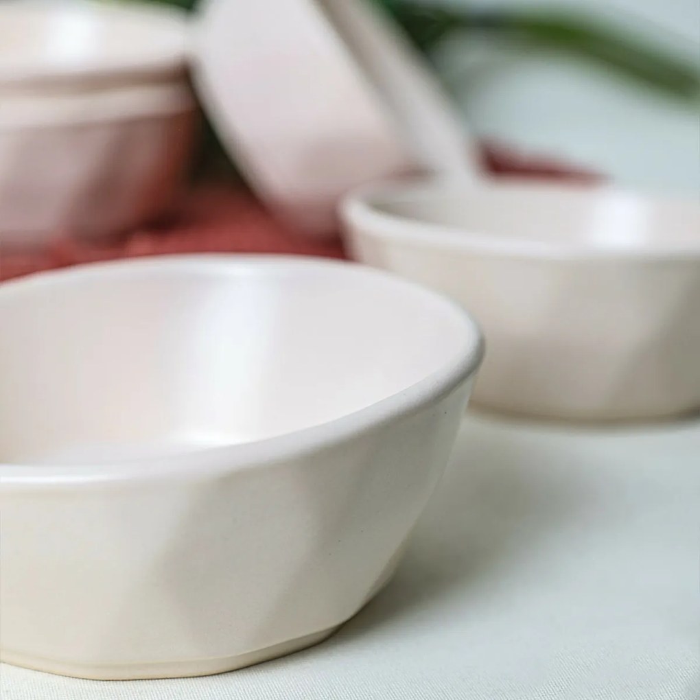 Set de 6 boluri din ceramică Facetta 12 cm, crem