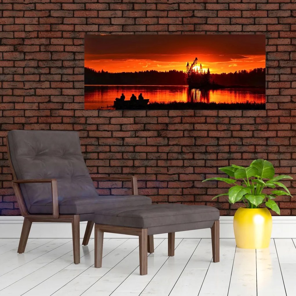 Tablou - Pescari pe lac (120x50 cm)