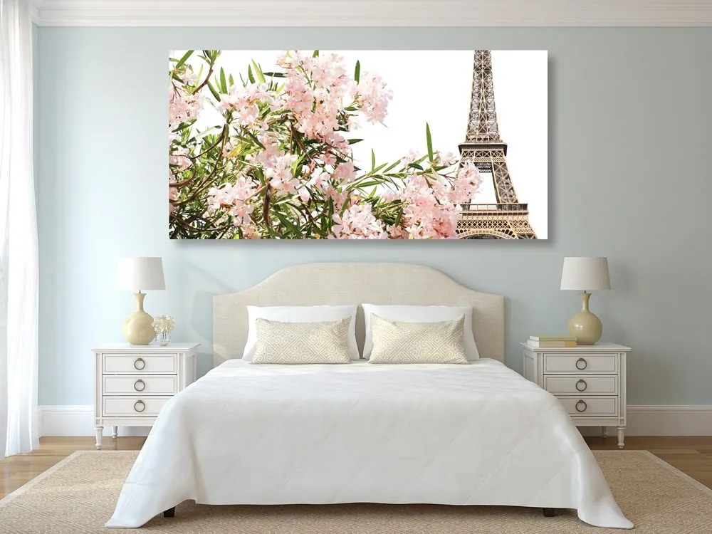 Tablou Turnul Eiffel și florile roz
