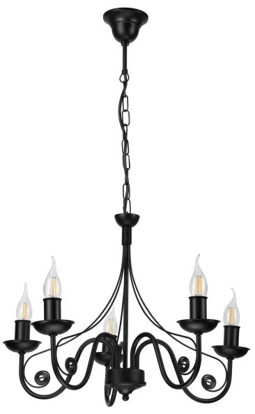 Lustră pe lanț DONATO 5xE14/40W/230V negru