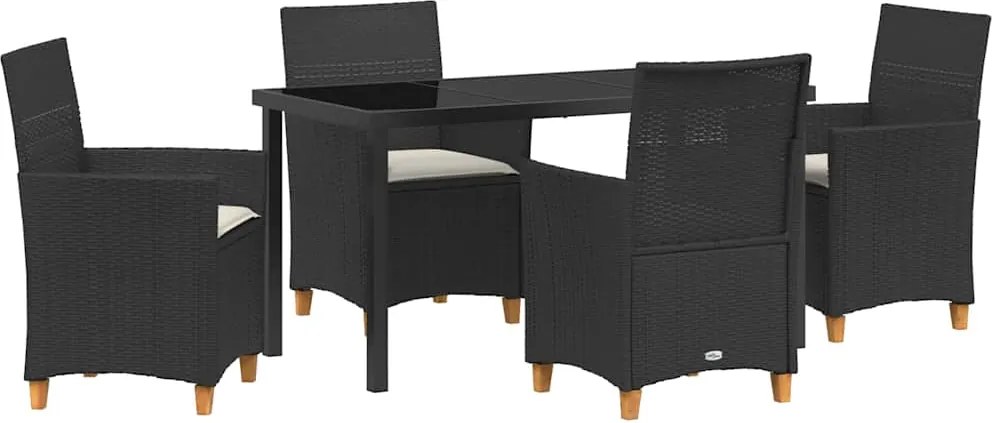 vidaXL Set de masă pentru grădină 5 pcs Negru poliratan