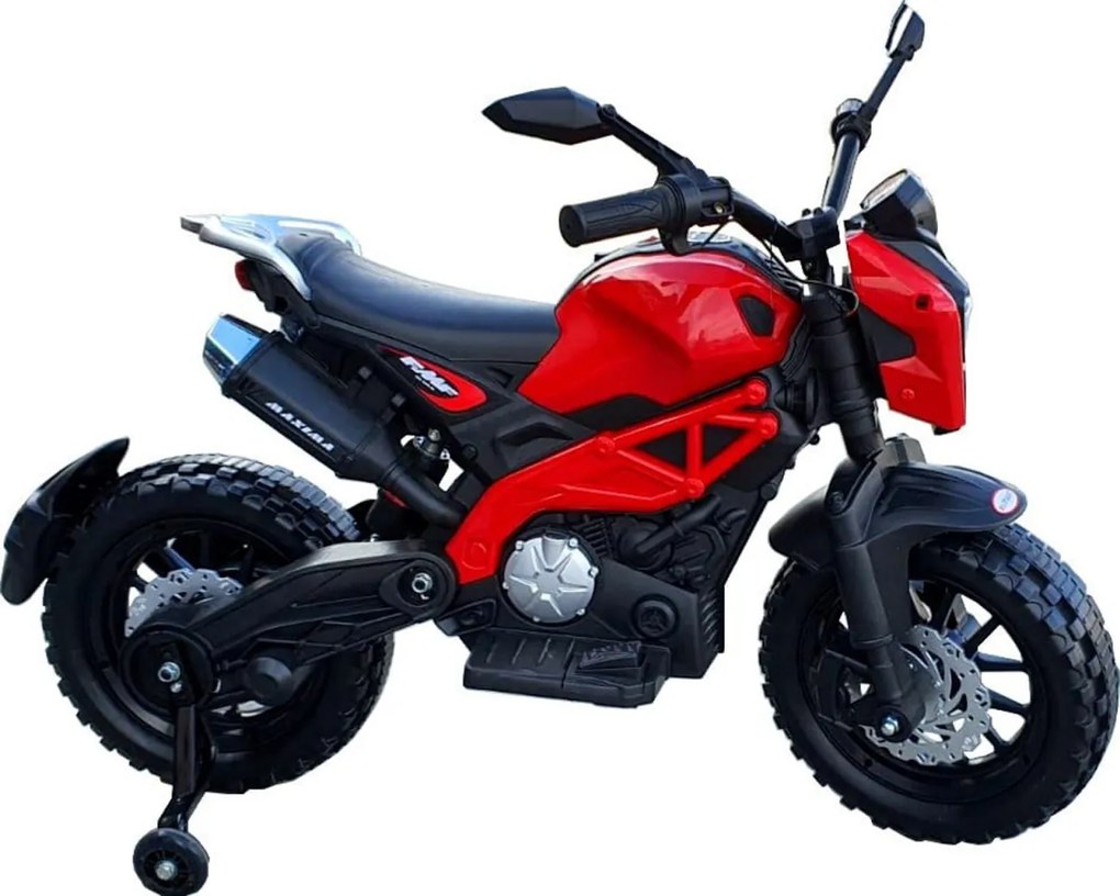 Motocicleta Electrica cu Acumulator Pentru Copii NOVOKIDS™ Enduro Moto Maxima, 4-9 ani, max 40 kg, Cu Sunete si Lumini, Suspensie pe spate, Roti