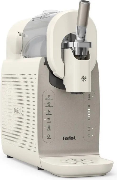 Aparat de inghetata 16in1 Tefal Freezi IG803AE0, 200 W, 1,4 l, 5 programe automate, Functionare silentioasa, Fara congelare prealabila, Alb/Argintiu