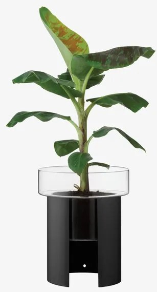 Ghiveci de flori Terrazza, î. 45 cm, Ø37 cm, transparent/negru - LSA international